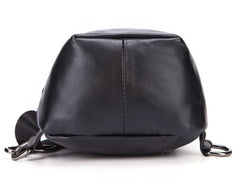 Cool Black Leather Chest Bag Sling Bag Crossbody Sling Bag Hiking Sling Bag For Men - iwalletsmen