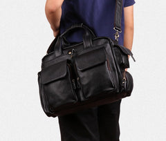 Cool Black Leather Men Large Overnight Bag Travel Bags Weekender Bags For Men - iwalletsmen