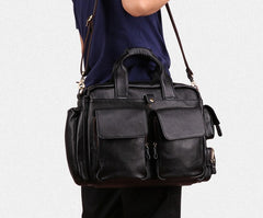 Cool Black Leather Men Large Overnight Bag Travel Bags Weekender Bags For Men - iwalletsmen