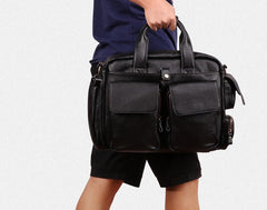 Cool Black Leather Men Large Overnight Bag Travel Bags Weekender Bags For Men - iwalletsmen