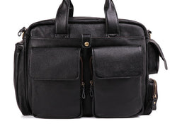 Cool Black Leather Men Large Overnight Bag Travel Bags Weekender Bags For Men - iwalletsmen