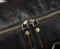 Cool Black Coffee Leather Men Barrel Overnight Bags Travel Bags Weekender Bags For Men - iwalletsmen