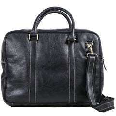 Cool Black Leather Mens Briefcase Work Bag Laptop Bag Business Bag for Men - iwalletsmen