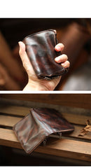 mens wallets that zip​ Cool Dark Brown Leather Mens billfold Wallet Bifold SMall Wallet Black Front Pocket Wallet For Men - iwalletsmen