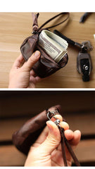 Cool Black Leather Mens Card billfold Wallet Coin Purse Wirstlet Zipper Small Wallet For Men - iwalletsmen