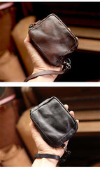 Cool Black Leather Mens Card billfold Wallet Coin Purse Wirstlet Zipper Small Wallet For Men - iwalletsmen