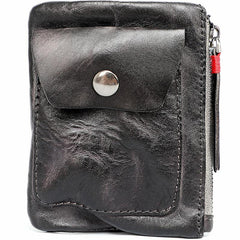 Cool Brown Leather Mens Card billfold Wallet Coin Holder Black Change Pouch For Men - iwalletsmen