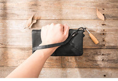 Cool Black Leather Mens Long Wallet Zipper Clutch Wallet Long Wallet Phone Bag Wristlet Wallet for Men - iwalletsmen