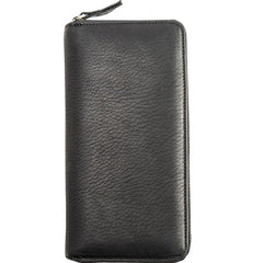 Cool Black Leather Mens Zipper Clutch Wallet Long Wallet Black Cell Phone Long Wallet for Men - iwalletsmen