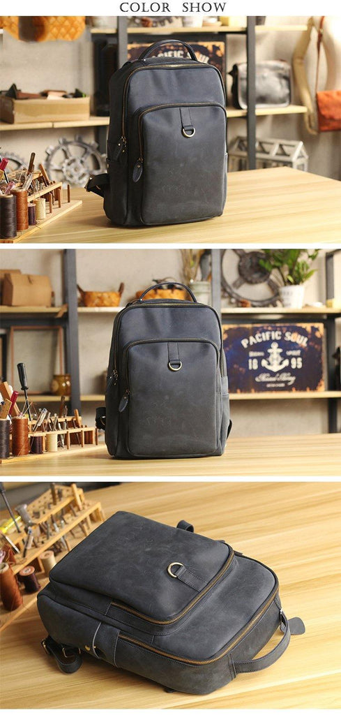 camel leather backpack black Cool Camel Leather Mens Travel Black Backpack Work 14 inches Brown Wor – iwalletsmen