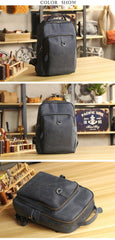 Cool Camel Leather Mens Travel Black Backpack Work 14 inches Brown Work Backpack For Men - iwalletsmen