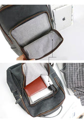 Cool Camel Leather Mens Travel Black Backpack Work 14 inches Brown Work Backpack For Men - iwalletsmen