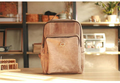 Cool Camel Leather Mens Travel Black Backpack Work 14 inches Brown Work Backpack For Men - iwalletsmen