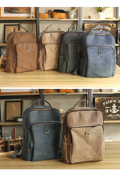 Cool Camel Leather Mens Travel Black Backpack Work 14 inches Brown Work Backpack For Men - iwalletsmen