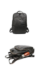 Cool Camel Leather Mens Travel Black Backpack Work 14 inches Brown Work Backpack For Men - iwalletsmen