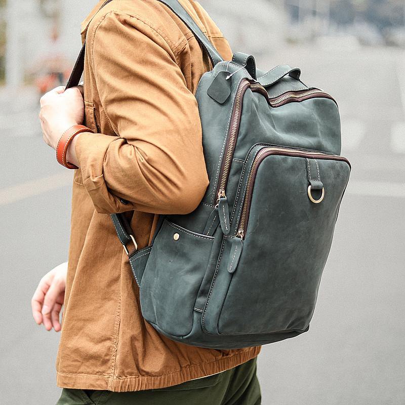 best leather backpack to work men Cool Camel Leather Mens Travel Black Backpack Work 14 inches Brown Wor – iwalletsmen
