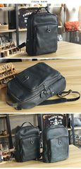 Cool Camel Leather Mens Travel Black Backpack Work 14 inches Brown Work Backpack For Men - iwalletsmen