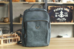Cool Camel Leather Mens Travel Black Backpack Work 14 inches Brown Work Backpack For Men - iwalletsmen