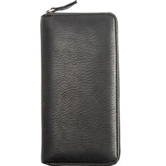 Cool Black Leather Mens Zipper Clutch Wallet Long Wallet for Men - iwalletsmen