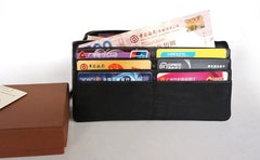 Cool Black Mens Leather Bifold Long Wallet Phone Soft Leather Long Wallet for Men - iwalletsmen