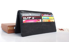 Cool Black Mens Leather Bifold Long Wallet Phone Soft Leather Long Wallet for Men - iwalletsmen