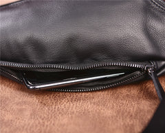 Cool Black Mens Leather One Shoulder Backpack Chest Bag Sling Bag Sling Crossbody Bag For Men - iwalletsmen