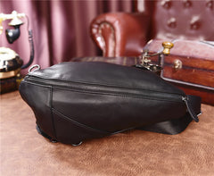 Cool Black Mens Leather One Shoulder Backpack Chest Bag Sling Bag Sling Crossbody Bag For Men - iwalletsmen