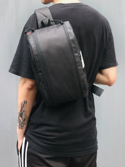 Cool Black Oxford Cloth PVC Men's Sling Bag Chest Bag One Shoulder Backpack For Men - iwalletsmen