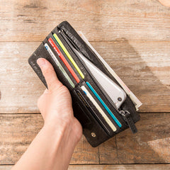 Cool Black Skull Leather Mens Long Wallet Long Wallet for Men - iwalletsmen