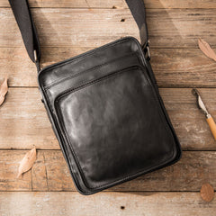 Cool Black Small Leather Mens Shoulder Bags Messengers Bag for Men - iwalletsmen