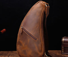 Cool Vintage Brown Leather Chest Bag Sling Bag Sling Crossbody Bag For Men - iwalletsmen