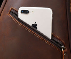 Cool Vintage Brown Leather Chest Bag Sling Bag Sling Crossbody Bag For Men - iwalletsmen