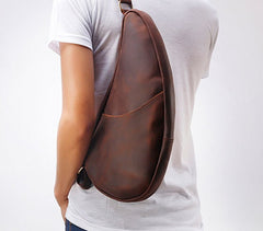Cool Vintage Brown Leather Chest Bag Sling Bag Sling Crossbody Bag For Men - iwalletsmen