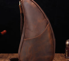 Cool Vintage Brown Leather Chest Bag Sling Bag Sling Crossbody Bag For Men - iwalletsmen