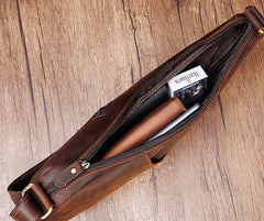 Cool Vintage Brown Leather Chest Bag Sling Bag Sling Crossbody Bag For Men - iwalletsmen