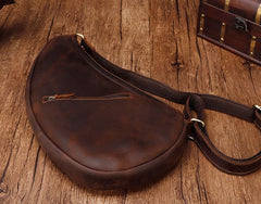 Cool Vintage Brown Leather Chest Bag Sling Bag Sling Crossbody Bag For Men - iwalletsmen