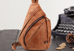 Cool Camel Black Leather Chest Bags Sling Bag Sling Crossbody Bag For Men - iwalletsmen