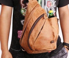 Cool Camel Black Leather Chest Bags Sling Bag Sling Crossbody Bag For Men - iwalletsmen