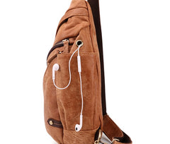 Cool Camel Black Leather Chest Bags Sling Bag Sling Crossbody Bag For Men - iwalletsmen