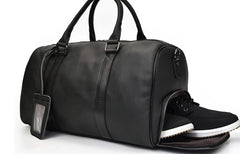 Cool Black Coffee Leather Men Barrel Overnight Bags Travel Bags Weekender Bags For Men - iwalletsmen