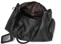 Cool Black Coffee Leather Men Barrel Overnight Bags Travel Bags Weekender Bags For Men - iwalletsmen