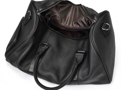 Cool Black Coffee Leather Men Barrel Overnight Bags Travel Bags Weekender Bags For Men - iwalletsmen