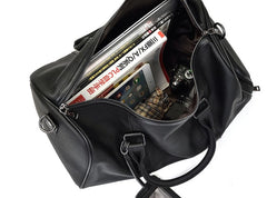 Cool Black Coffee Leather Men Barrel Overnight Bags Travel Bags Weekender Bags For Men - iwalletsmen