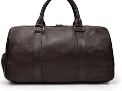 Cool Black Coffee Leather Men Barrel Overnight Bags Travel Bags Weekender Bags For Men - iwalletsmen