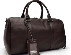 Cool Black Coffee Leather Men Barrel Overnight Bags Travel Bags Weekender Bags For Men - iwalletsmen