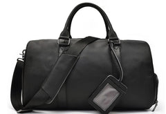 Cool Black Coffee Leather Men Barrel Overnight Bags Travel Bags Weekender Bags For Men - iwalletsmen