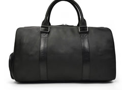 Cool Black Coffee Leather Men Barrel Overnight Bags Travel Bags Weekender Bags For Men - iwalletsmen