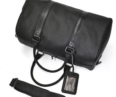 Cool Black Coffee Leather Men Barrel Overnight Bags Travel Bags Weekender Bags For Men - iwalletsmen