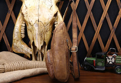 Cool Black and Brown Mens Leather Chest Bag Sling Bag Sling Crossbody Bag For Men - iwalletsmen