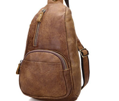 Cool Black and Brown Mens Leather Chest Bag Sling Bag Sling Crossbody Bag For Men - iwalletsmen